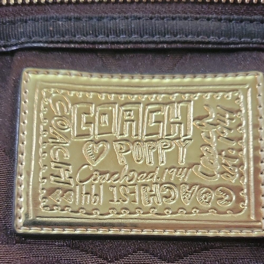 Coach Poppy Chocolate Brown Shoulder Bag with Gold Accents - Picture 3 of 16